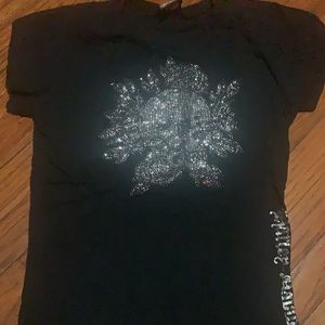 Harley Davidson black tee rhinestones size large